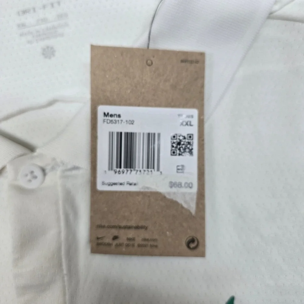 Nike Court Dri FIT Tennis Polo Shirt Men's 2XL White Green‎ Swoosh NEW
